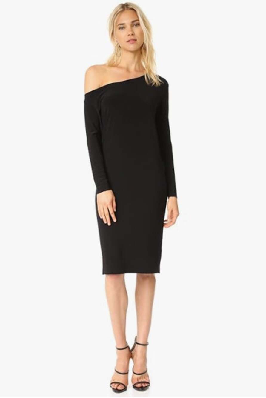 NORMA KAMALI Women's Drop Shoulder Dress Medium FR 38 Black Long Sleeve NWT